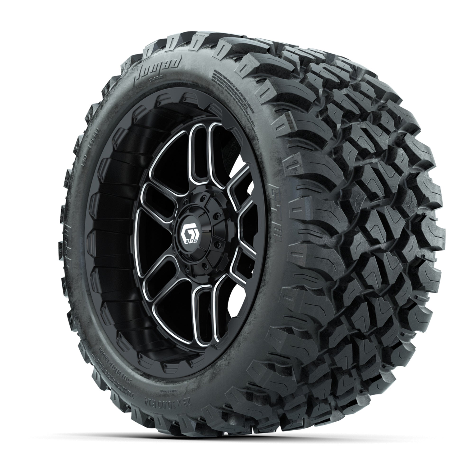 Set of (4) 14 in GTW® Titan Machined &amp; Black Wheels with - 3/4 view