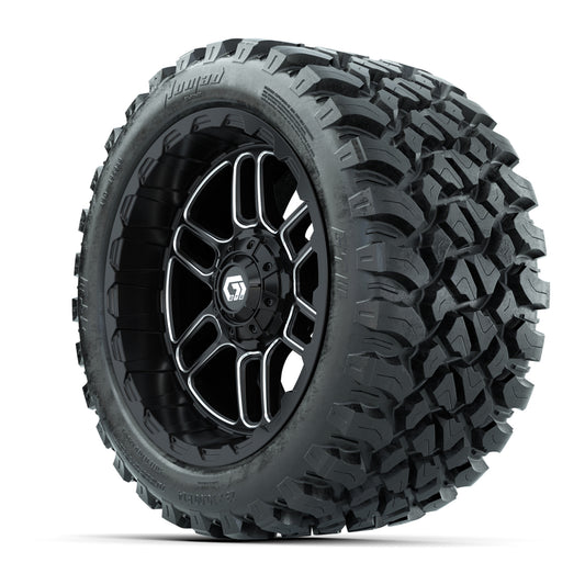 Set of (4) 14 in GTW® Titan Machined &amp; Black Wheels with - 3/4 view