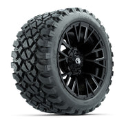 GTW® Vandal Matte Black/Machined 14 in Wheels with 23X10-R14 Nomad Steel Belt Radial All-Terrain Tires – Full Set