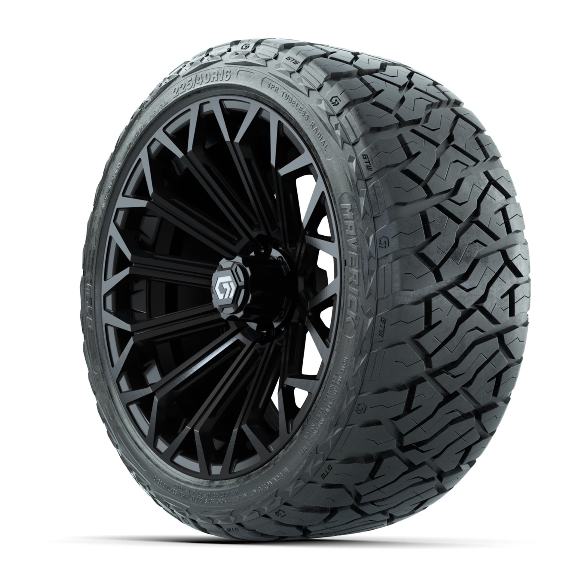GTW Phantom Gloss Black 16 in Wheels with 225/40-R16 Maverick Hybrid Tires – Full Set