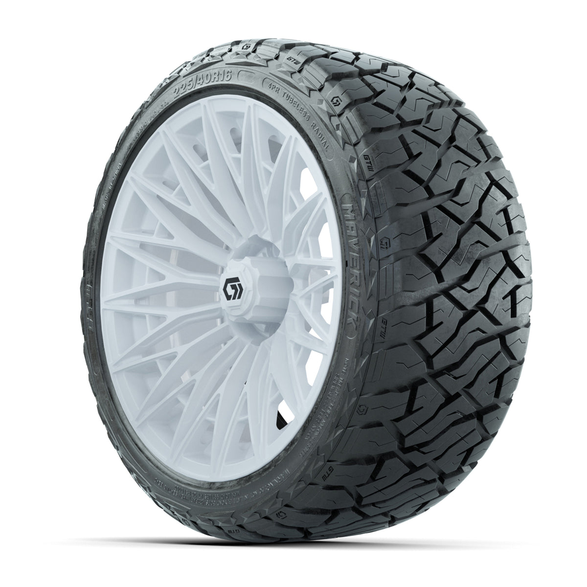 GTW Blur Gloss White 16 in Wheels with 225/40-R16 Maverick Hybrid Tires – Full Set