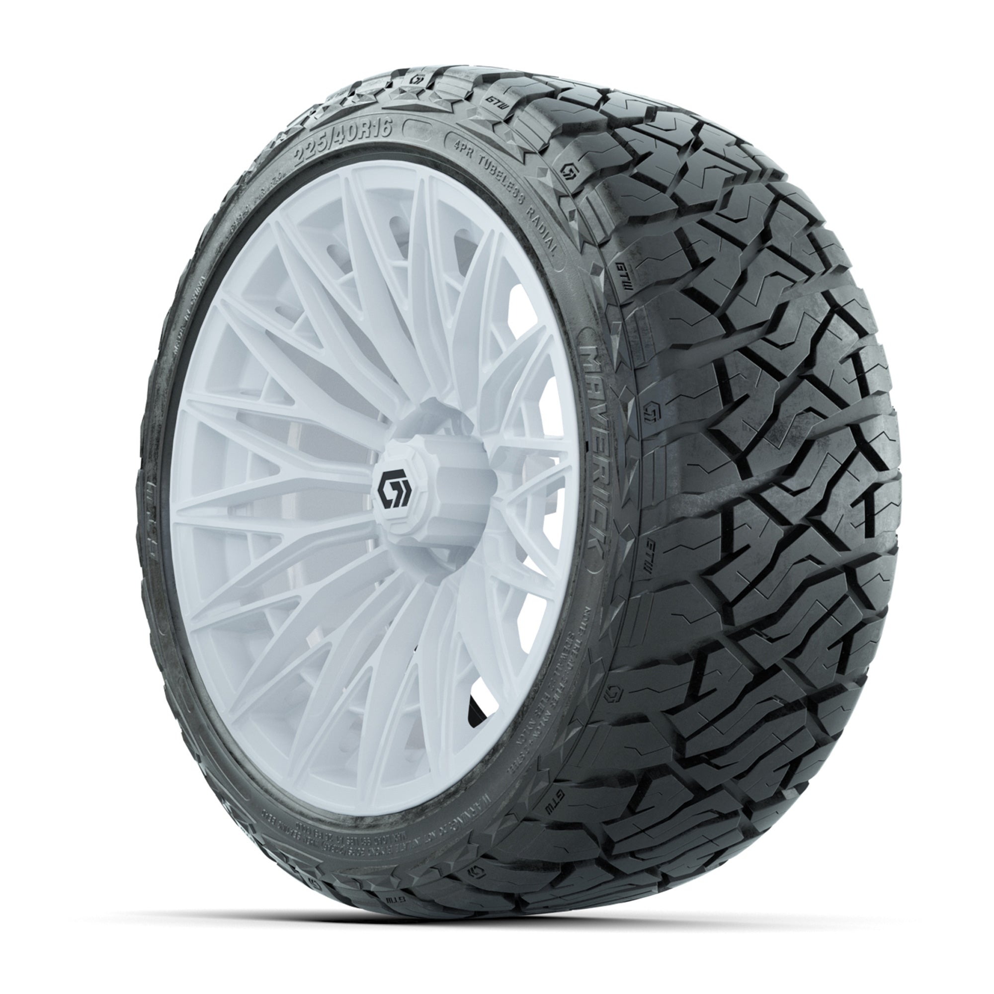 GTW Blur Gloss White 16 in Wheels with 225/40-R16 Maverick Hybrid Tires – Full Set
