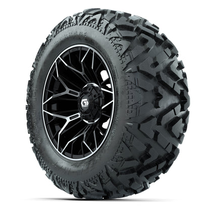 GTW Stellar Black/Machined 14 in Wheels with 25x10-14 Barrag - 3/4 view