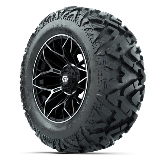 GTW Stellar Black/Machined 14 in Wheels with 25x10-14 Barrag - 3/4 view