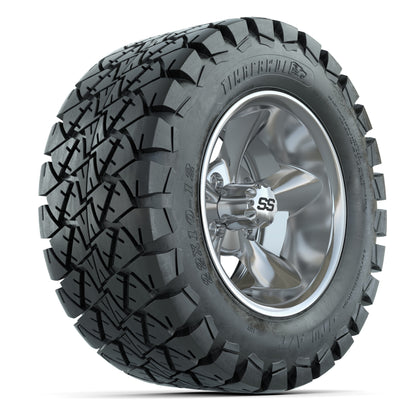 GTW® Godfather Chrome 12 in Wheels with 22X10-12 Timberwolf All-Terrain Tires – Full Set