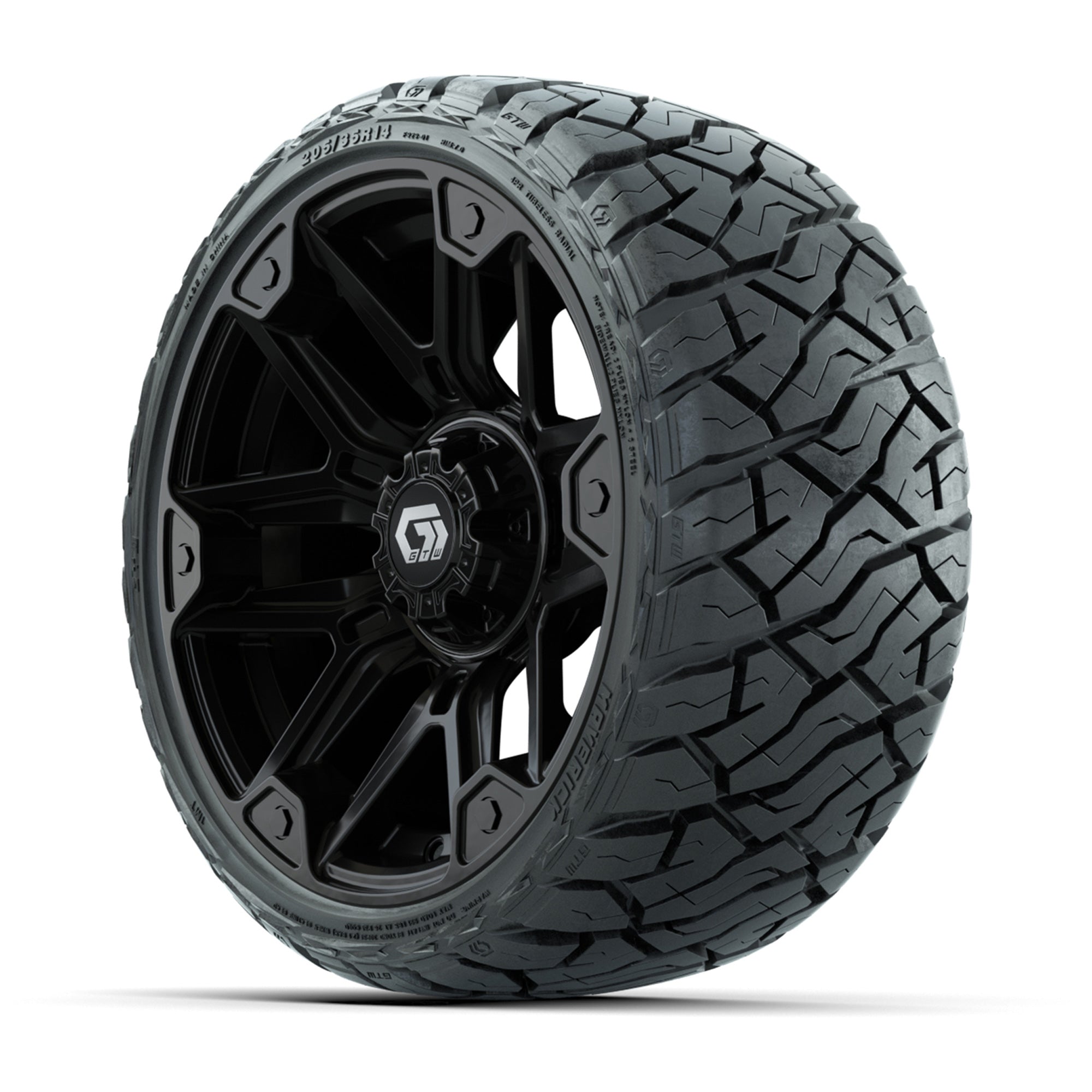 GTW Graffiti Gloss Black 14 in Wheels with 205/35-R14 Maveri - 3/4 view