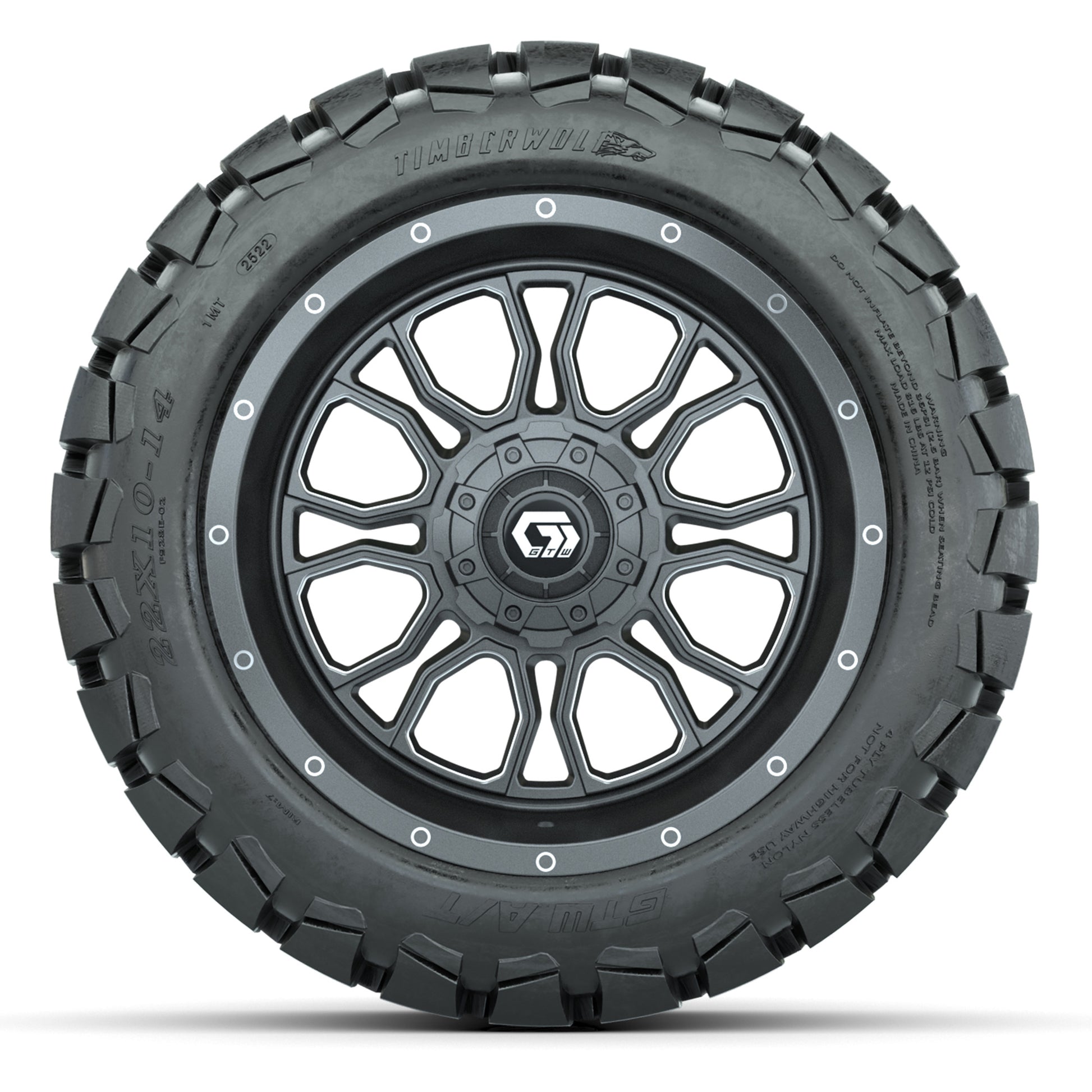 GTW Volt Gunmetal 14 in Wheels with 22X10-14 Timberwolf All- - front view