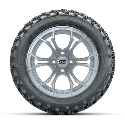 GTW® Spyder Silver Brush 14 in Wheels with 23X10.00-14 Rogue - front view