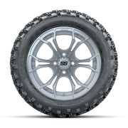 GTW® Spyder Silver Brush 14 in Wheels with 23X10.00-14 Rogue - front view