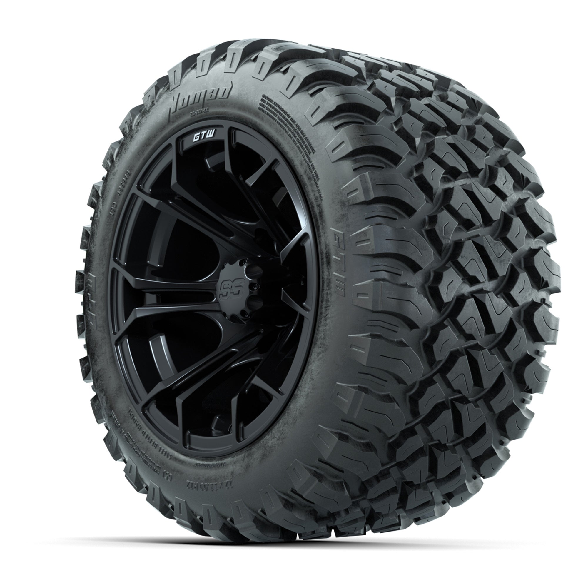 GTW® Spyder Matte Black 12 in Wheels with 22X11-R12 Nomad Steel Belt Radial All-Terrain Tires – Full Set