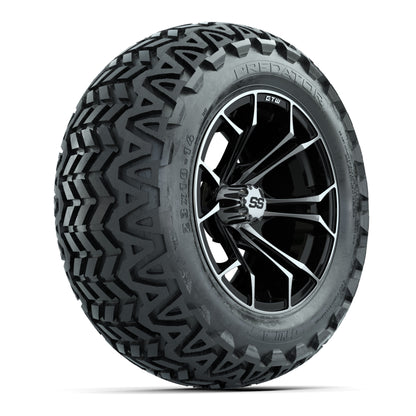 GTW Spyder Machined/Black 14 in Wheels with 23x10-14 GTW Predator All-Terrain Tires – Full Set