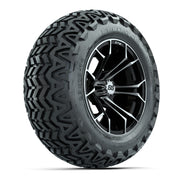 GTW Spyder Machined/Black 14 in Wheels with 23x10-14 GTW Predator All-Terrain Tires – Full Set