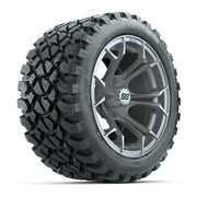 GTW® Spyder Silver Brush 14 in Wheels with 23X10-R14 Nomad Steel Belt Radial All-Terrain Tires – Full Set