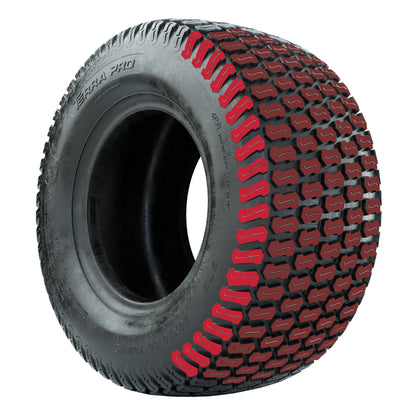 Set of (4) 8 in White Steel Wheels with 18 in GTW S-Tread Traction Tires
