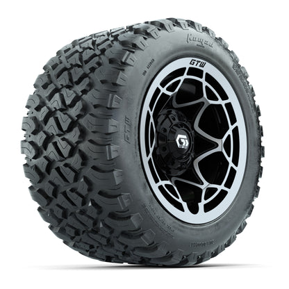 GTW® Nexus Black with Silver Face 12 in Wheels with 20X10-12 Nomad Steel Belt Radial All-Terrain Tires – Full Set