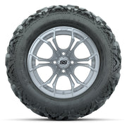 GTW Spyder Silver Brush 14 in Wheels with 25x10-14 Barrage M - front view