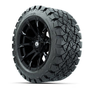GTW® Diablo Gloss Black/Machined 14 in Wheels with 22x10-14  - 3/4 view