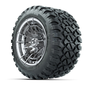 GTW® Boost Chrome 12 in Wheels with 22X11-R12 Nomad Steel Belt Radial All-Terrain Tires – Full Set