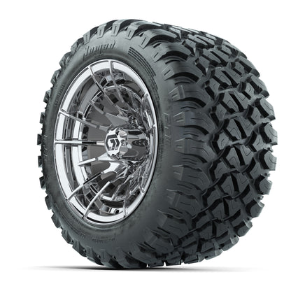 GTW® Boost Chrome 12 in Wheels with 22X11-R12 Nomad Steel Belt Radial All-Terrain Tires – Full Set