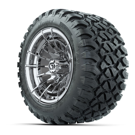 GTW® Boost Chrome 12 in Wheels with 22X11-R12 Nomad Steel Belt Radial All-Terrain Tires – Full Set