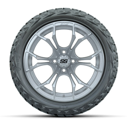 GTW Spyder Silver/Machined 15 in Wheels with 23x10.00-R15 Maverick All-Terrain Tires – Full Set