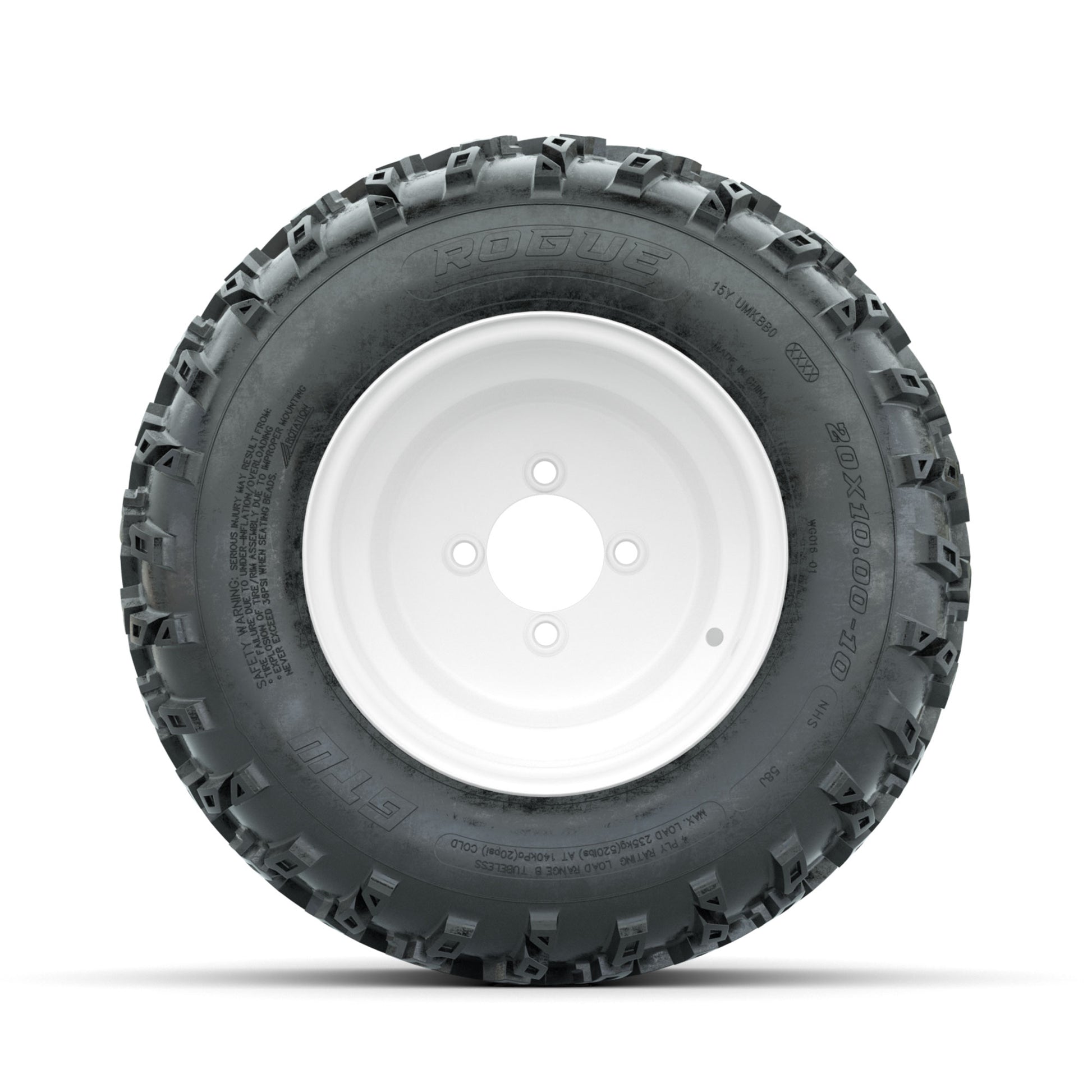 GTW Steel White 10 in Wheels with 20x10.00-10 Rogue All Terrain Tires – Full Set