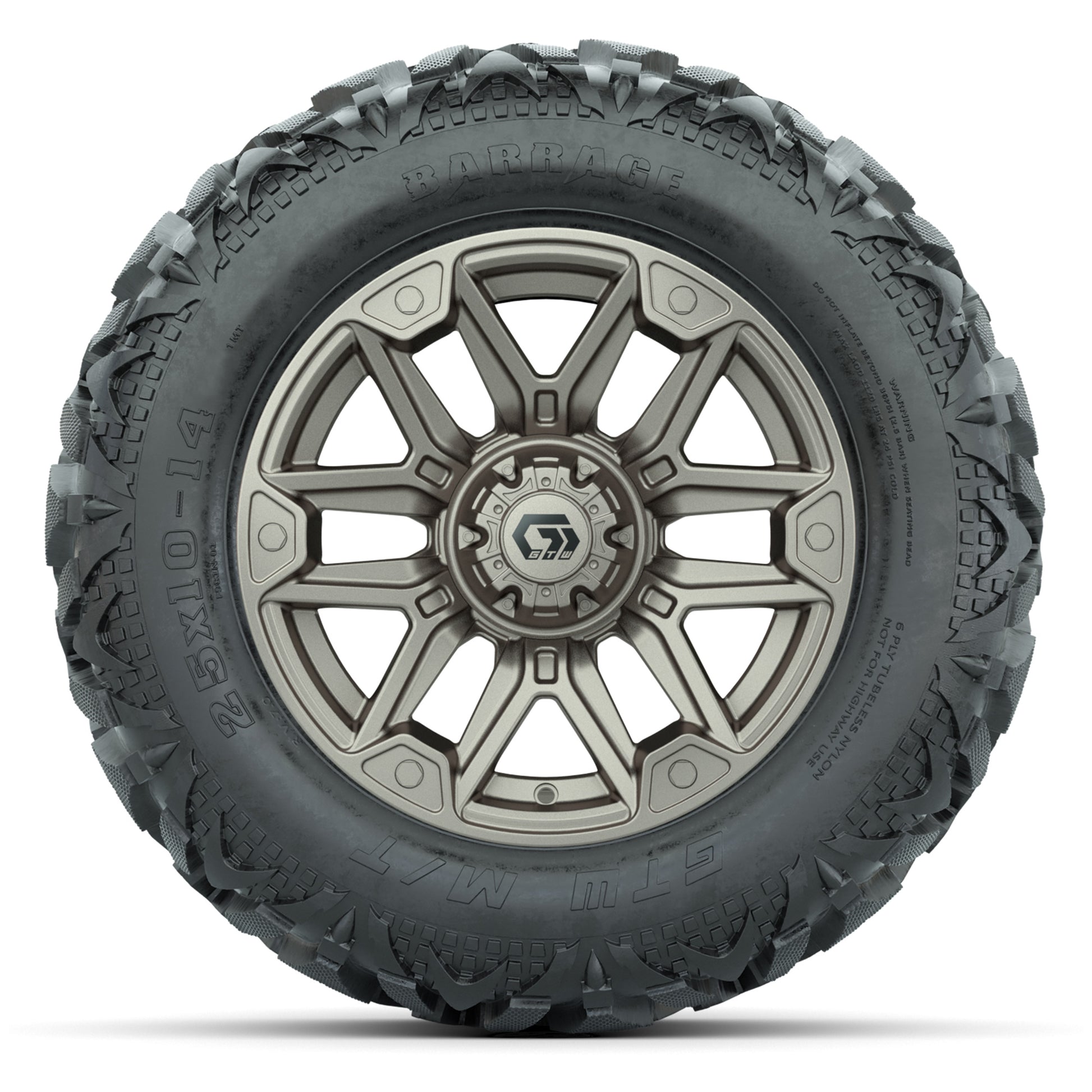 GTW Graffiti Bronze/Black 14 in Wheels with 25x10-14 Barrage - front view