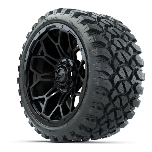 Set of (4) 15″ GTW Bravo Matte Black Wheels with 23x10-R15 Nomad All-Terrain Tires
