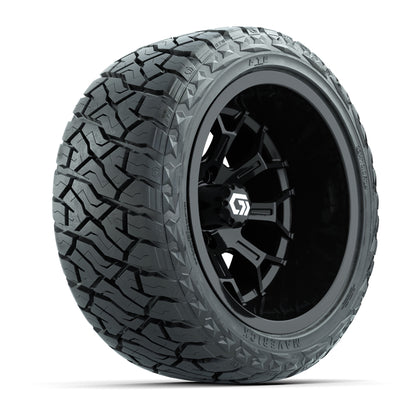 GTW Assault Gloss Black 14 in Wheels with 23X10-R14 Maverick Steel Belted Radial All-Terrain Tires – Full Set
