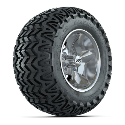 GTW® Godfather Chrome 12 in Wheels with 23X10.5-12 Predator All-Terrain Tires – Full Set