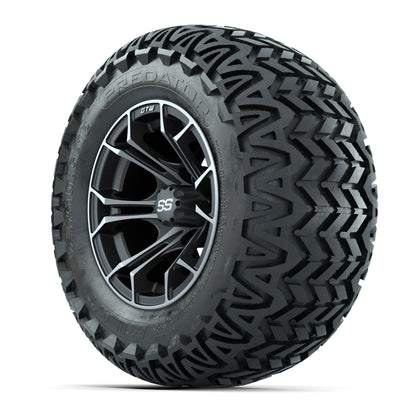 GTW® Spyder Matte Gray/Machined 12 in Wheels with 23X10.5-12 Predator All-Terrain Tires – Full Set