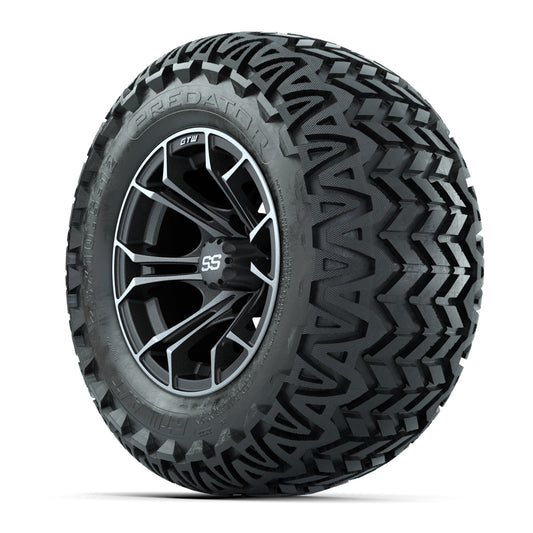 GTW® Spyder Matte Gray/Machined 12 in Wheels with 23X10.5-12 Predator All-Terrain Tires – Full Set