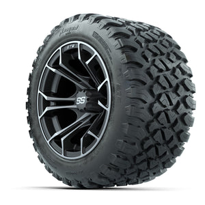 GTW® Spyder Matte Gray/Machined 12 in Wheels with 20X10-12 Nomad Steel Belt Radial All-Terrain Tires – Full Set
