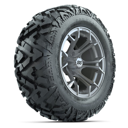 GTW Spyder Silver Brush 14 in Wheels with 25x10-14 Barrage Mud Tires – Full Set