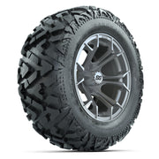 GTW Spyder Silver Brush 14 in Wheels with 25x10-14 Barrage Mud Tires – Full Set