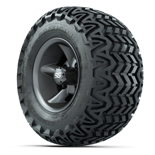 GTW Godfather Matte Gray 10 in Wheels with 20x10-10 Predator All-Terrain Tires – Full Set