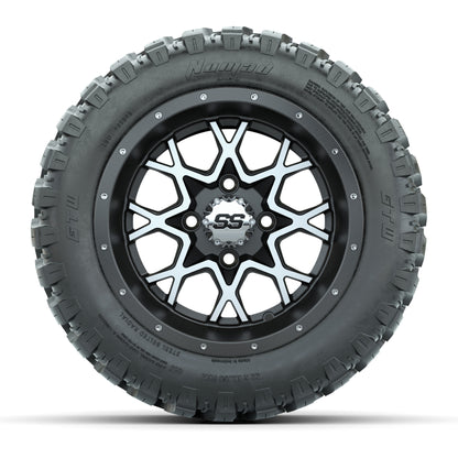 GTW® Vortex 2 Matte Gray/Machined 12 in Wheels with 22X11-R12 Nomad Steel Belt Radial All-Terrain Tires – Full Set