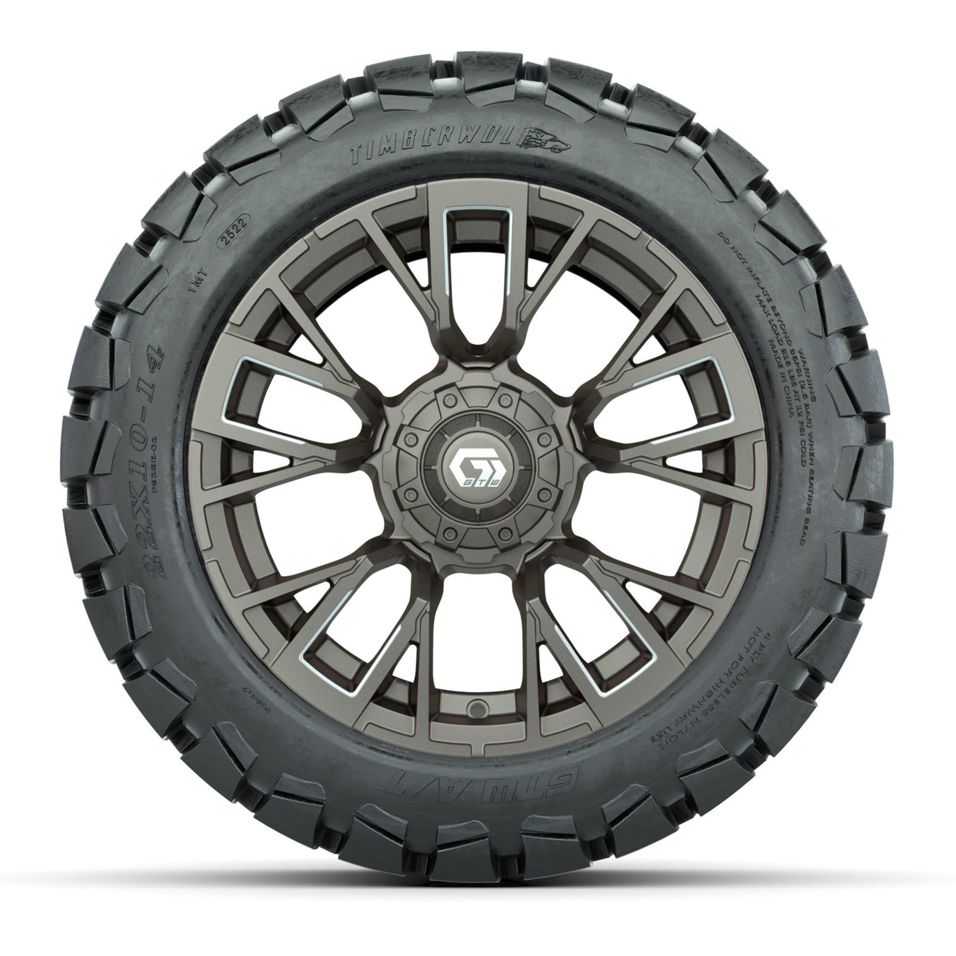 GTW® Vandal Satin Bronze/Machined 14 in Wheels with 22x10-14 - front view
