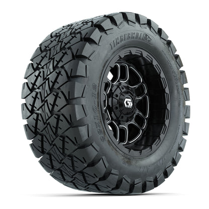 GTW® Titan Black/Machined 12 in Wheels with 22X10-12 Timberwolf All-Terrain Tires – Full Set