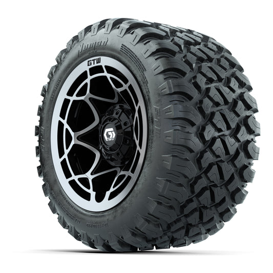 GTW® Nexus Black with Silver Face 12 in Wheels with 22X11-R12 Nomad Steel Belt Radial All-Terrain Tires – Full Set
