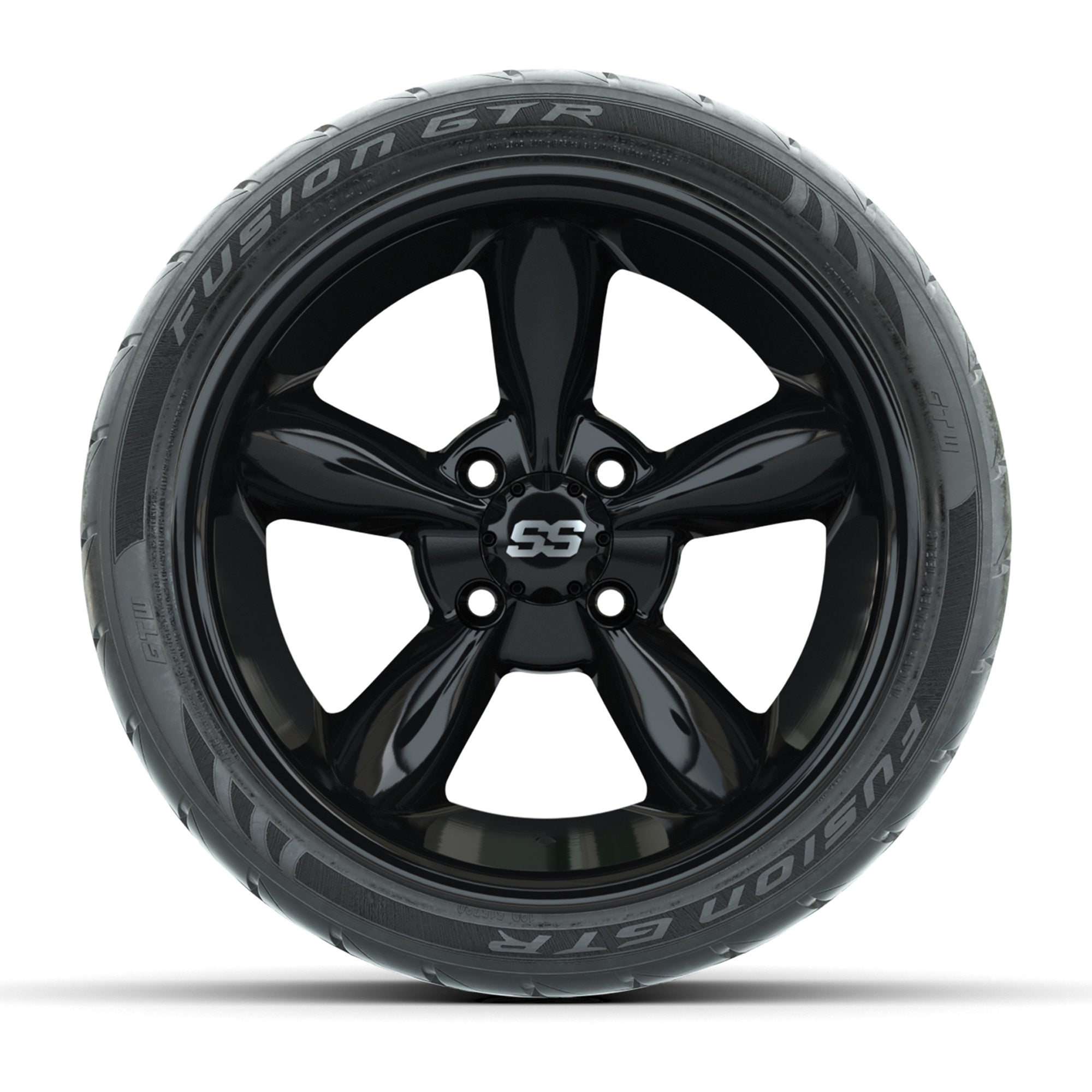 GTW® Godfather Black 14 in Wheels with 205/40-R14 Fusion GTR - 3/4 view