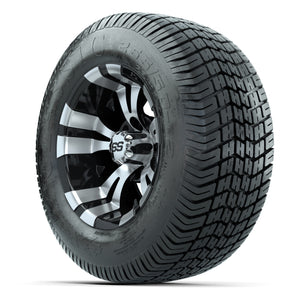 GTW® Vampire Black/Machined 12 in Wheels with 255/50-12 Excel Classic Street Tires – Full Set