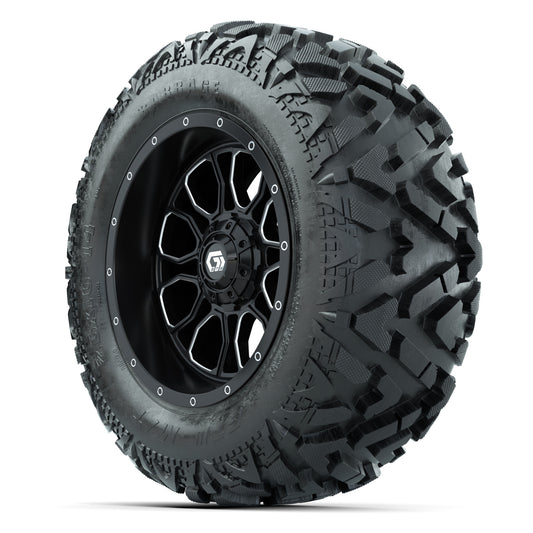 GTW Volt Black/Machined 14 in Wheels with 25x10-14 Barrage M - 3/4 view