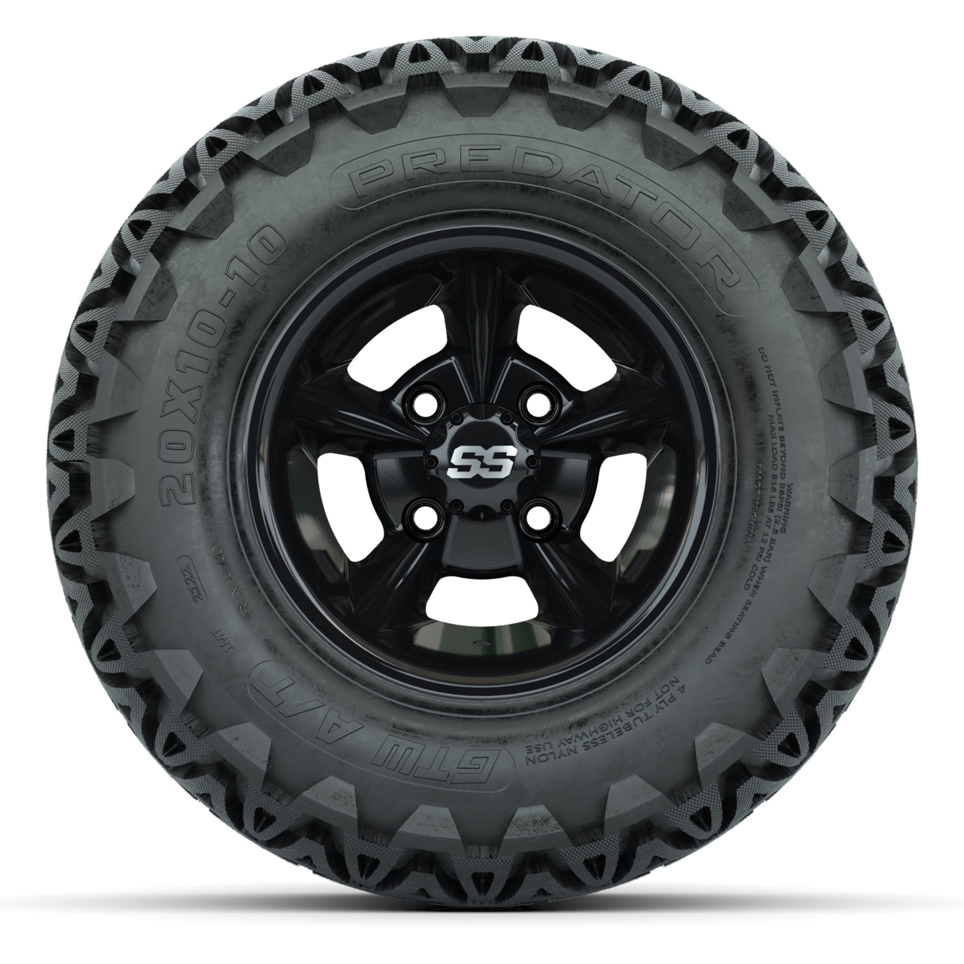 GTW Godfather Black 10 in Wheels with 20x10-10 Predator All-Terrain Tires – Full Set