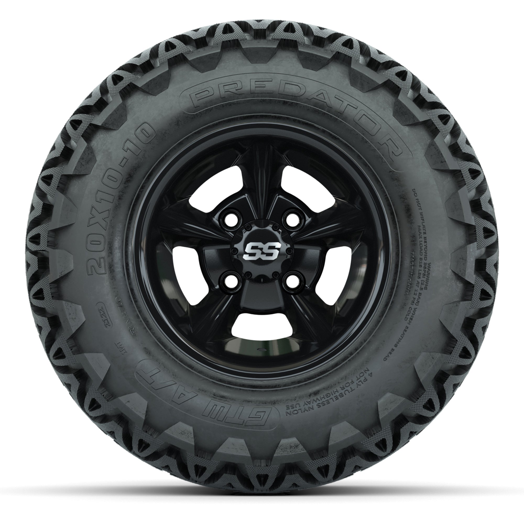 GTW Godfather Black 10 in Wheels with 20x10-10 Predator All-Terrain Tires – Full Set