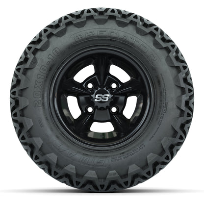 GTW Godfather Black 10 in Wheels with 20x10-10 Predator All-Terrain Tires – Full Set