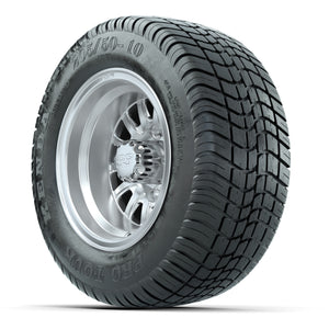 GTW Medusa Silver/Machined 10 in Wheels with 205/50-10 Kenda Pro Tour Street Tires – Full Set