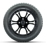 GTW Spyder Matte Black 14 in Wheels with 225/30-14 Mamba Str - front view