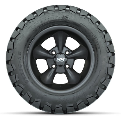 GTW® Godfather Matte Gray 12 in Wheels with 22X10-12 Timberwolf All-Terrain Tires – Full Set