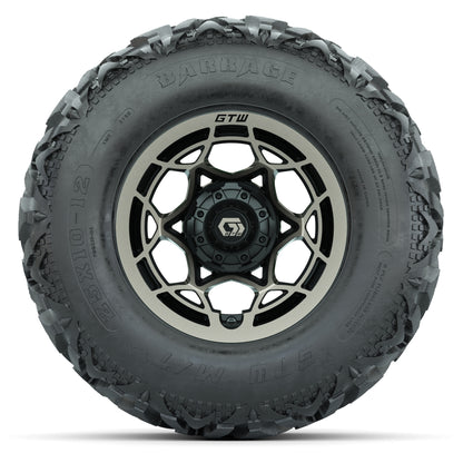 GTW® Nexus Black/Bronze 12 in Wheels with 25X10-12 Barrage Mud Tires – Full Set